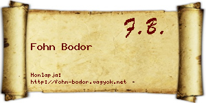 Fohn Bodor névjegykártya